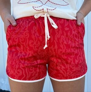 NWT Red Boot Stitch Patterned Women's Shorts